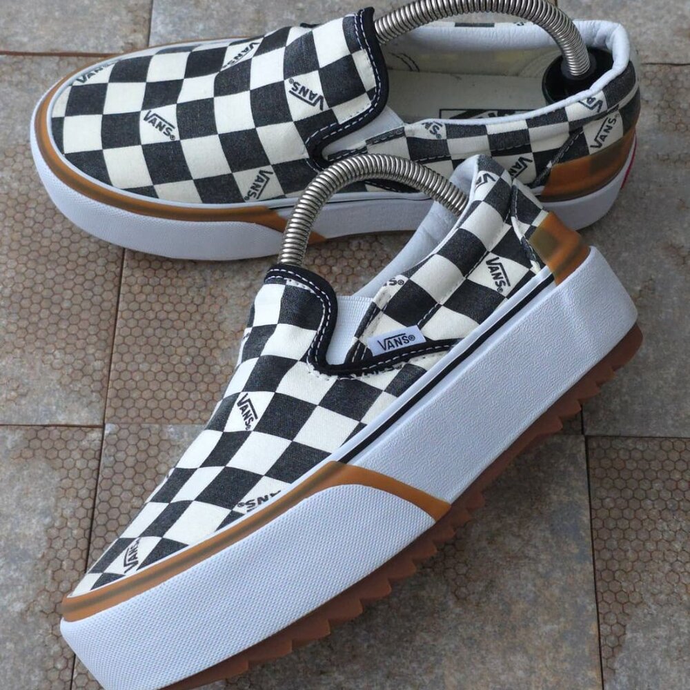 VANS Era Stacked Checkerboard Slip On Canvas Shoes - Picture 1 of 7